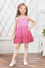 Double Shaded Pink Dress With Embroidery Work For Girls