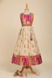 Multicolor Banarasi Silk Pattu Pavadai With Stone Work For Girls