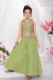 Elegant Pista Embroidered Palazzo Set with Dupatta