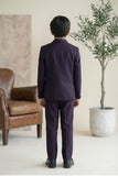 Wine Embroidered 5-Piece Suit Set With Brooch For Boys