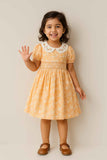 Peach Floral Cotton Dress For Girls