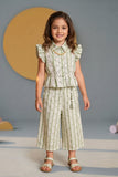 Sage Green Striped Lace Detail Co-Ord Set