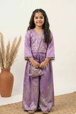 Designer Lavender Embroidered Palazzo Set with Potli Bag for Girls