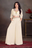 Designer Cream Palazzo Set With Multicolor Thread Embroidery for Girls