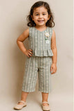 Grey Hakoba Co-ord Set With Frill Detail For Girls