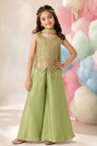 Elegant Pista Embroidered Palazzo Set with Dupatta