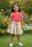 Peach Top with Beige Skirt For Girls