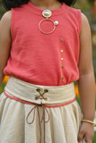 Peach Top with Beige Skirt For Girls
