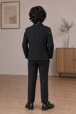 Boys Black Embellished Coat Suit With Waistcoat And Bow
