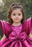 Pink Statement Bow Party Wear Frock for Girls