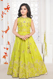 Girls Green Embellished Lehenga Choli