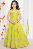 Girls Green Embellished Lehenga Choli