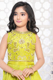 Girls Green Embellished Lehenga Choli
