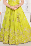 Girls Green Embellished Lehenga Choli
