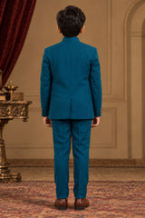 Classic Teal Green Jodhpuri Suit Set For Boys