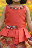 Multicolor Floral Print Lehenga Choli Set for Girls