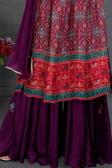 Purple And Red Ethnic Printed Palazzo Set For Girls