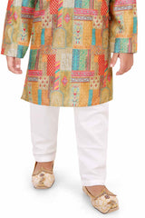 Multicolor Printed And Sequin Work Kurta Set For Boys