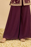 Girls Wine Sequin Embroidered Palazzo Set with Dupatta