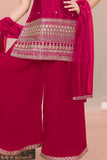 Rani Pink Embroidered Palazzo Set For Girls