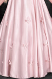 Blush Pink Party Wear Gown With Sequin Bow And Butterfly Applique For Girls