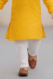 Sunshine Yellow Kurta with White Pajama Set For Boys