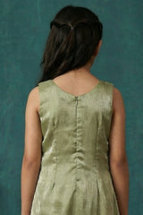 Girls  Green Embroidered Sharara Set with Pearl Work