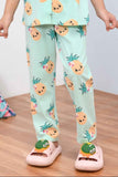 Soft & Stylish Mint Green Pineapple Printed Night Suit Set for Girls