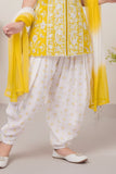 Yellow Embroidered Patiala Suit Set With Dupatta For Girls