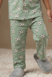 Green Football Print Cotton Night Suit Set For Boys