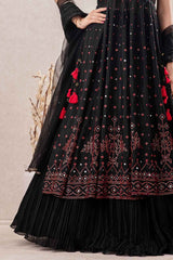 Black Sequin And Mirror Work Lehenga Choli Set For Girls