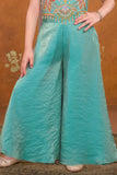 Sea Green Embroidered Palazzo Set For Girls