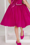Rani Pink Party Frock With Sequin Bow And 3D Flower Detail For Girls