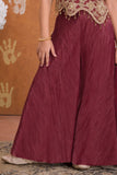 Girls Wine Embroidered Palazzo Set with Dupatta