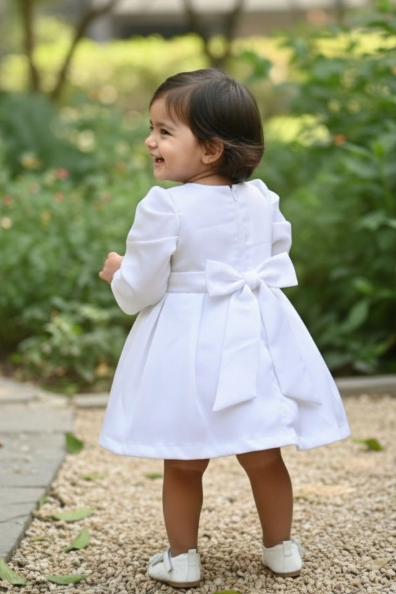 Elegant Cream Party Frock with Center Flower Detail For Girls