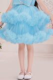 Sky Blue Sequined Tulle Party Wear Frock for Girls