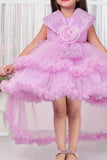 Lavender Sequin Bow Party Frock For Girls