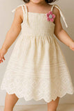Cream Embroidered Dress for Girls