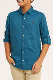 Solid Teal Green Cotton Shirt for Boys