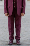 Maroon Premium Boys 5-Piece Suit Set For Boys