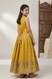 Mustard Yellow Peacock Embroidered Lehenga Choli for Girls