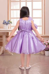 Elegant Lavender Floral And Butterfly Embellished Frock For Girls