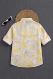Yellow Tropical Floral Printed Pure Linen Shirt