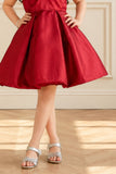 Maroon Bow Embellished Party Wear Frock For Girls