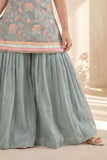 Powder Blue Floral Embroidered Palazzo Set For Girls