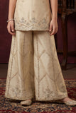 Girls Ivory Embroidered Kurti with Palazzo Set
