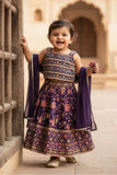 Purple With Multicolor Printed Ethnic Lehenga Choli For Girls