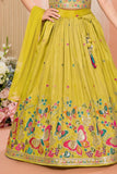 Yellow Multi-Color Butterfly Sequins Embroidered Lehenga Choli Set for Girls