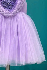 Stylish Lilac Frock With Ruffled Heart Embellished For Girls