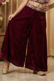 Maroon Sequins Work With Thread Embroidery For Palazzo Set For Girls